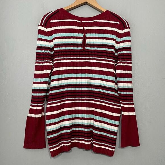 Lane Bryant Sweater Plus Size 22 24 Preppy Striped Stretch Ribbed Knit Y2K Retro - Picture 6 of 11